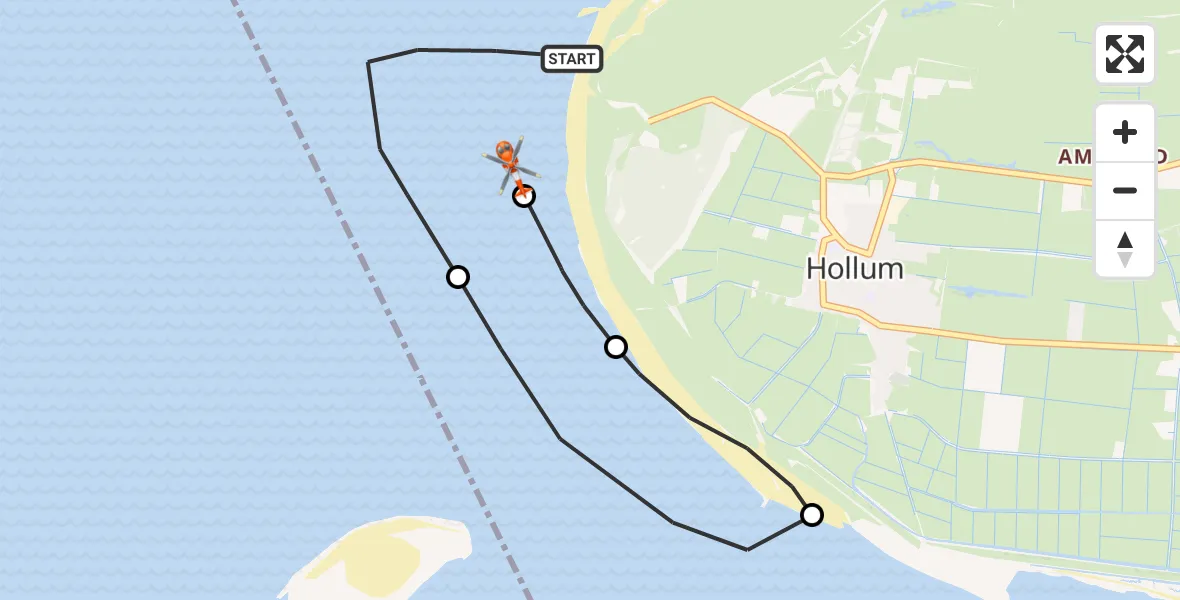 Vluchtroute Kustwachthelikopter Noordzee - Noordzee, 27 juli 2026, 17:59
