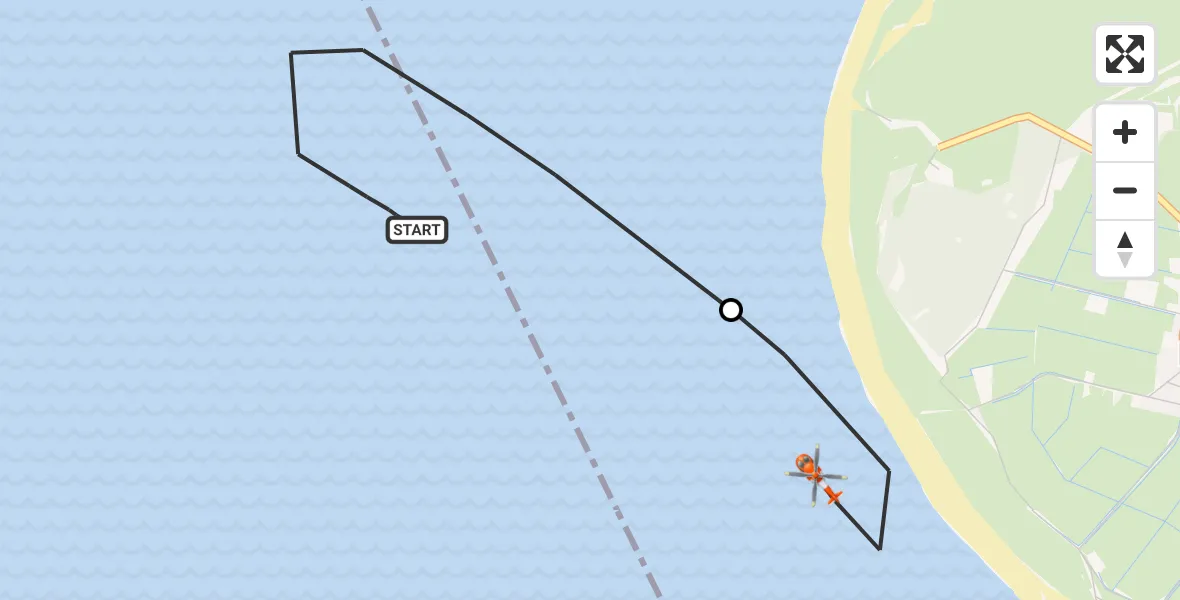 Vluchtroute Kustwachthelikopter Noordzee - Waddenzee, 27 juli 2026, 18:27