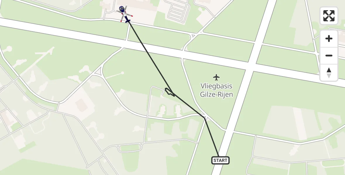 Vluchtroute Politiehelikopter Vliegbasis Gilze Rijen - Vliegbasis Gilze Rijen, 28 juli 2026, 08:58
