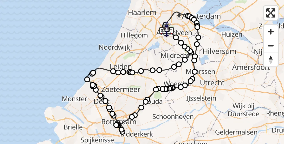 Vluchtroute Politiehelikopter Amsterdam Vliegveld Schiphol - Amsterdam Vliegveld Schiphol, 28 juli 2026, 10:37
