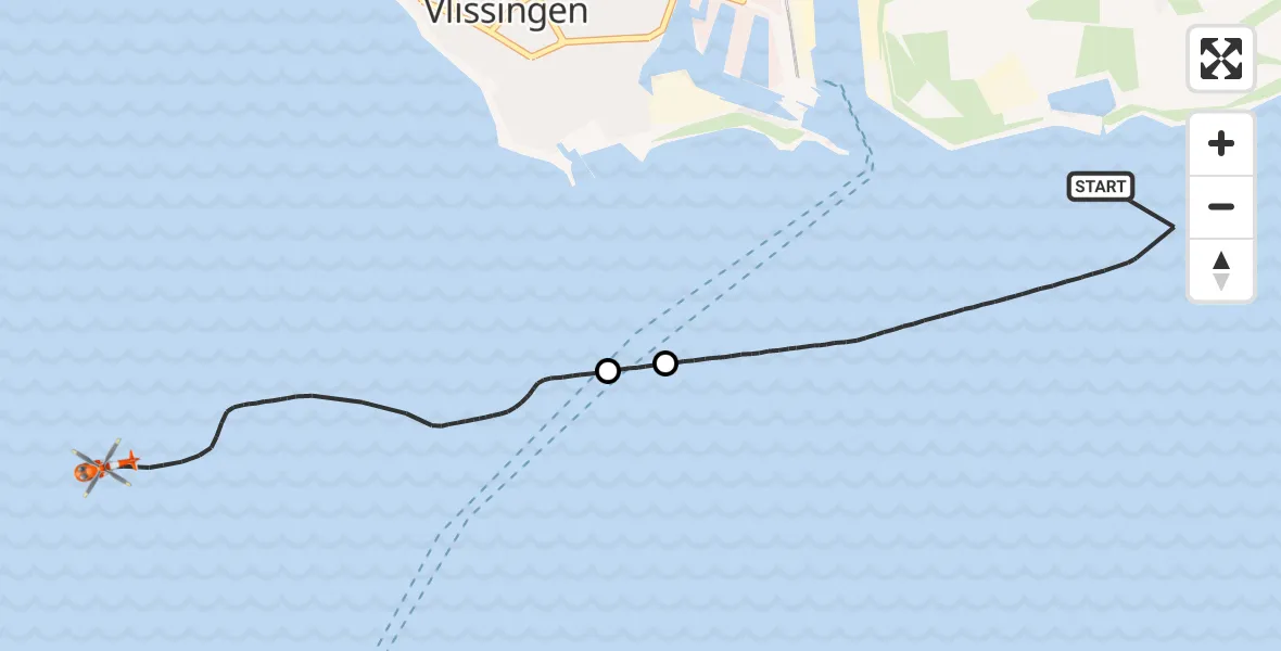 Vluchtroute Kustwachthelikopter Westerschelde - Noordzee, 28 juli 2026, 12:46