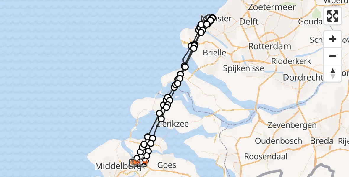 Vluchtroute Kustwachthelikopter Vliegveld Midden-Zeeland - Vliegveld Midden-Zeeland, 28 juli 2026, 13:39