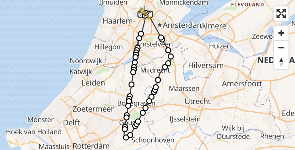 Vluchtroute Traumahelikopter Amsterdam Heliport - Amsterdam Heliport, 28 juli 2026, 14:26