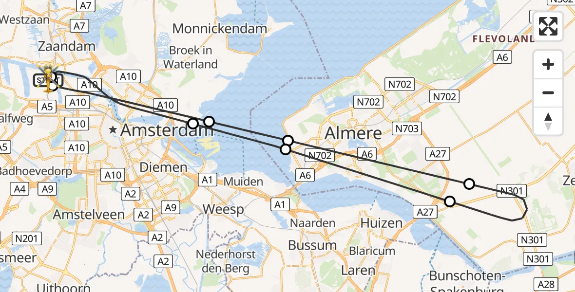 Vluchtroute Traumahelikopter Amsterdam Heliport - Amsterdam Heliport, 28 juli 2026, 15:57