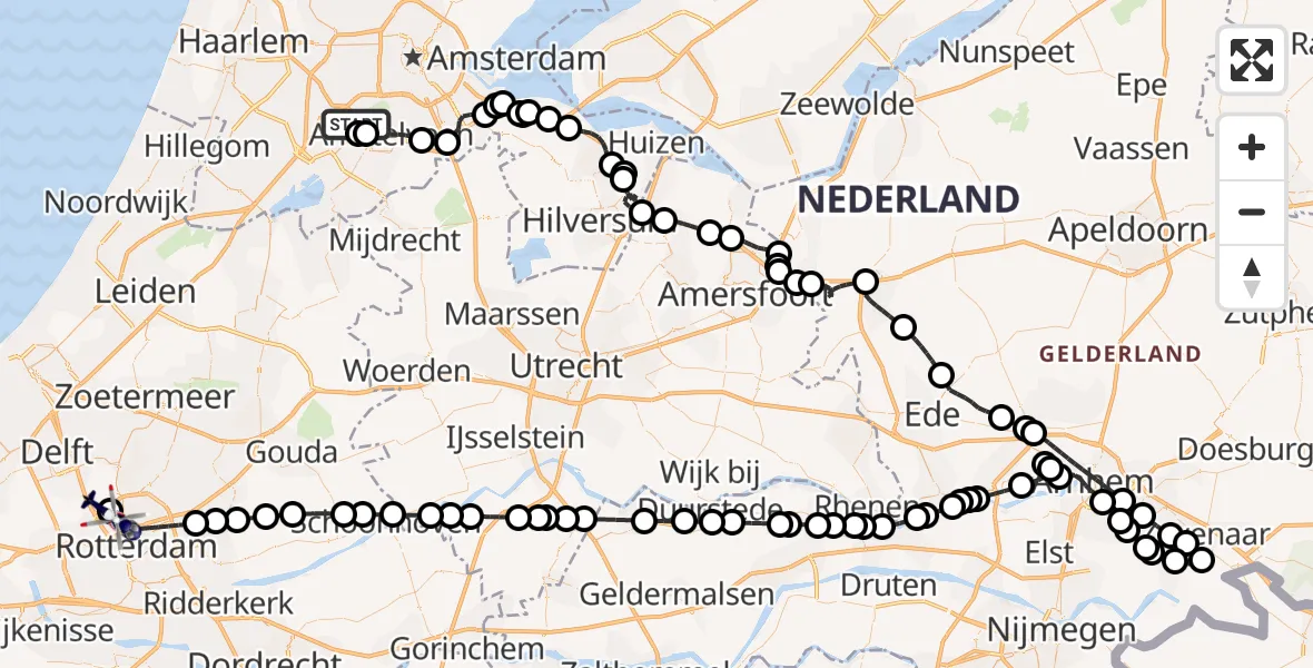 Vluchtroute Politiehelikopter Amsterdam Vliegveld Schiphol - Rotterdam The Hague Airport, 28 juli 2026, 18:03