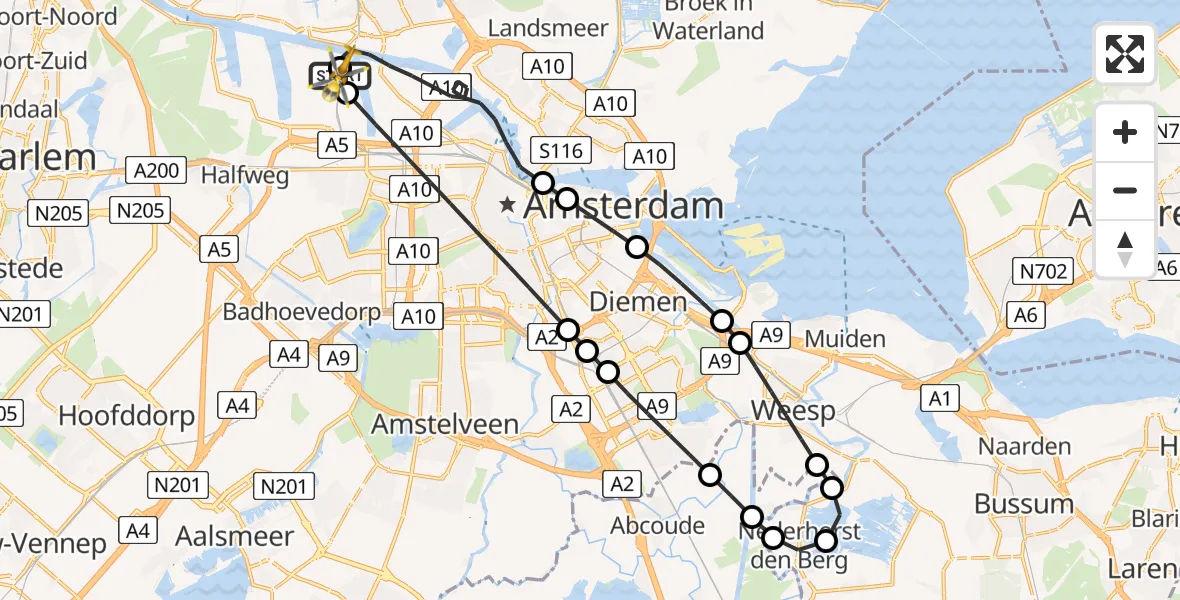 Vluchtroute Traumahelikopter Amsterdam Heliport - Amsterdam Heliport, 29 juli 2026, 07:06
