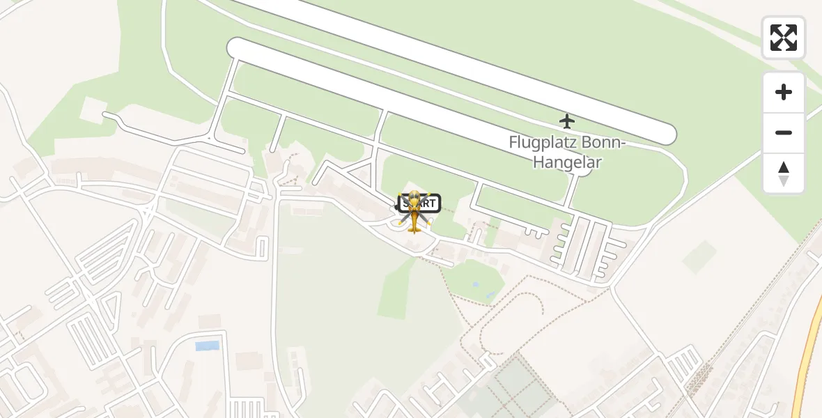 Vluchtroute Traumahelikopter Bonn-Hangelar Flugplatz - Bonn-Hangelar Flugplatz, 29 juli 2026, 08:45
