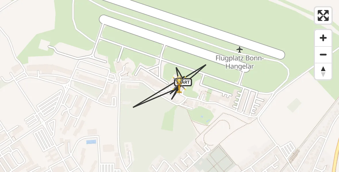 Vluchtroute Traumahelikopter Bonn-Hangelar Flugplatz - Bonn-Hangelar Flugplatz, 29 juli 2026, 08:52