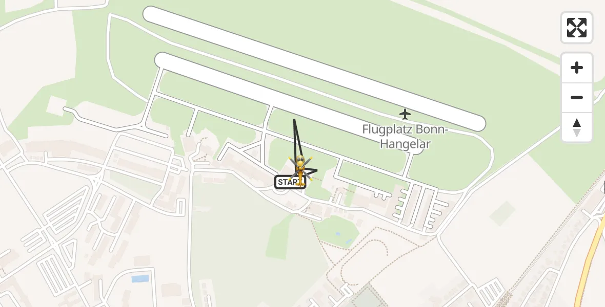 Vluchtroute Traumahelikopter Bonn-Hangelar Flugplatz - Bonn-Hangelar Flugplatz, 29 juli 2026, 09:12