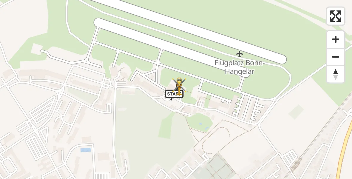 Vluchtroute Traumahelikopter Bonn-Hangelar Flugplatz - Bonn-Hangelar Flugplatz, 29 juli 2026, 09:23