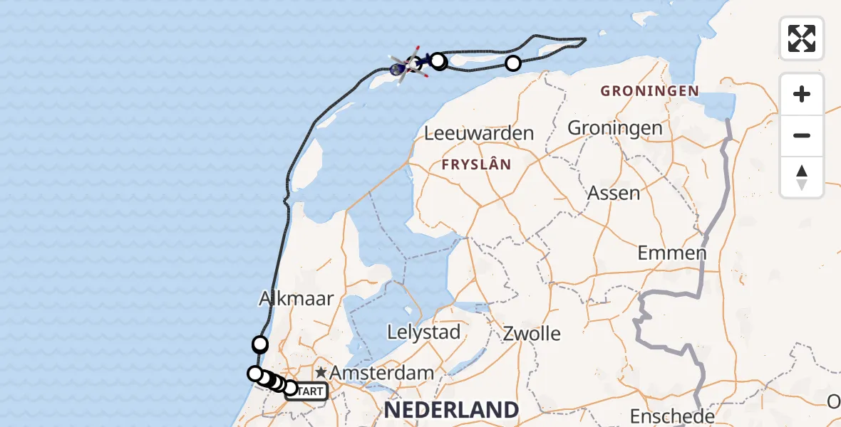 Vluchtroute Politiehelikopter Amsterdam Vliegveld Schiphol - Oosterend, 29 juli 2026, 13:11