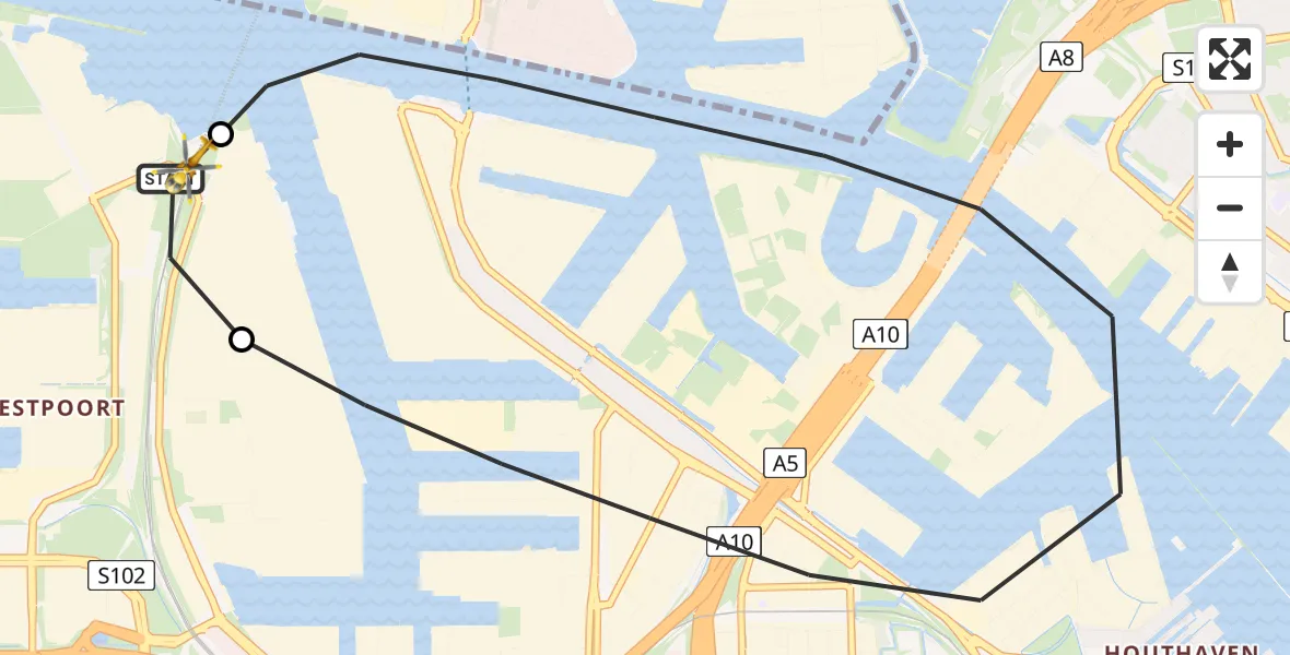 Vluchtroute Traumahelikopter Amsterdam Heliport - Amsterdam Heliport, 29 juli 2026, 17:57
