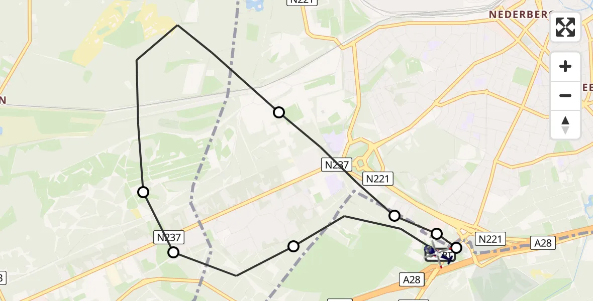 Vluchtroute Politiehelikopter Leusden - Leusden, 30 juli 2026, 07:45