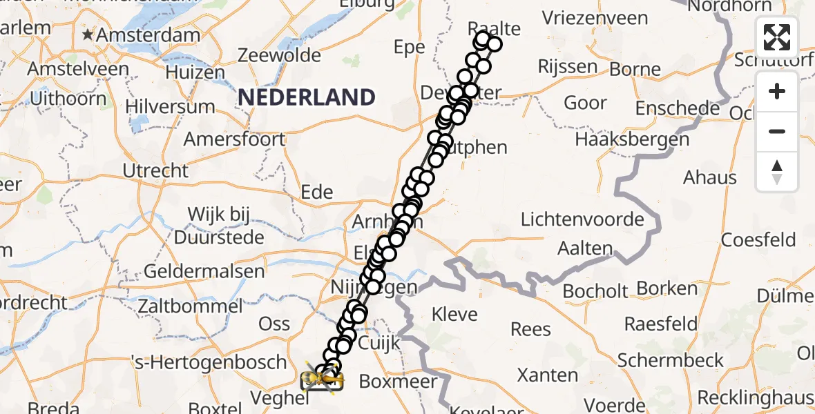Vluchtroute Traumahelikopter Vliegbasis Volkel - Vliegbasis Volkel, 30 juli 2026, 09:36