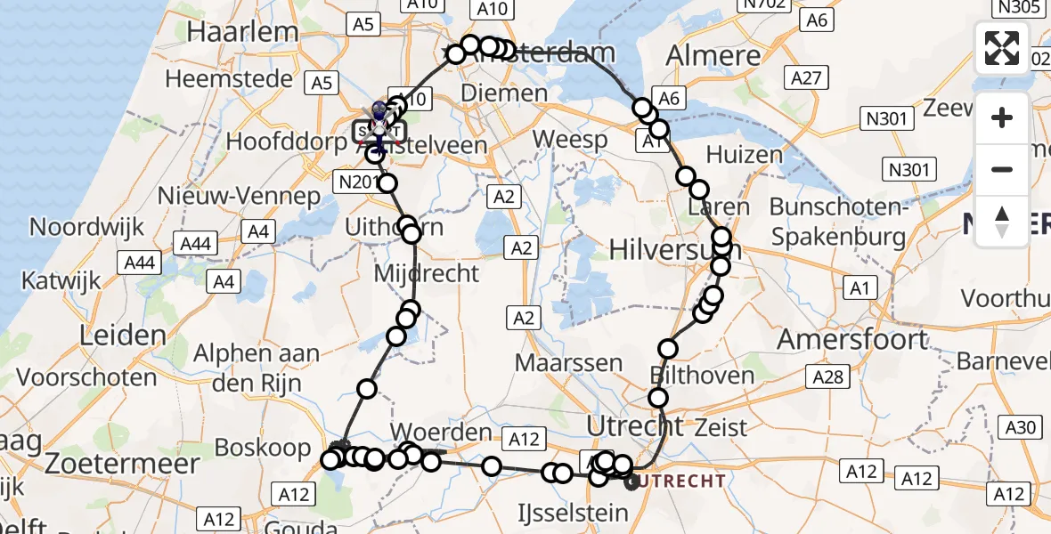 Vluchtroute Politiehelikopter Amsterdam Vliegveld Schiphol - Amsterdam Vliegveld Schiphol, 30 juli 2026, 10:33