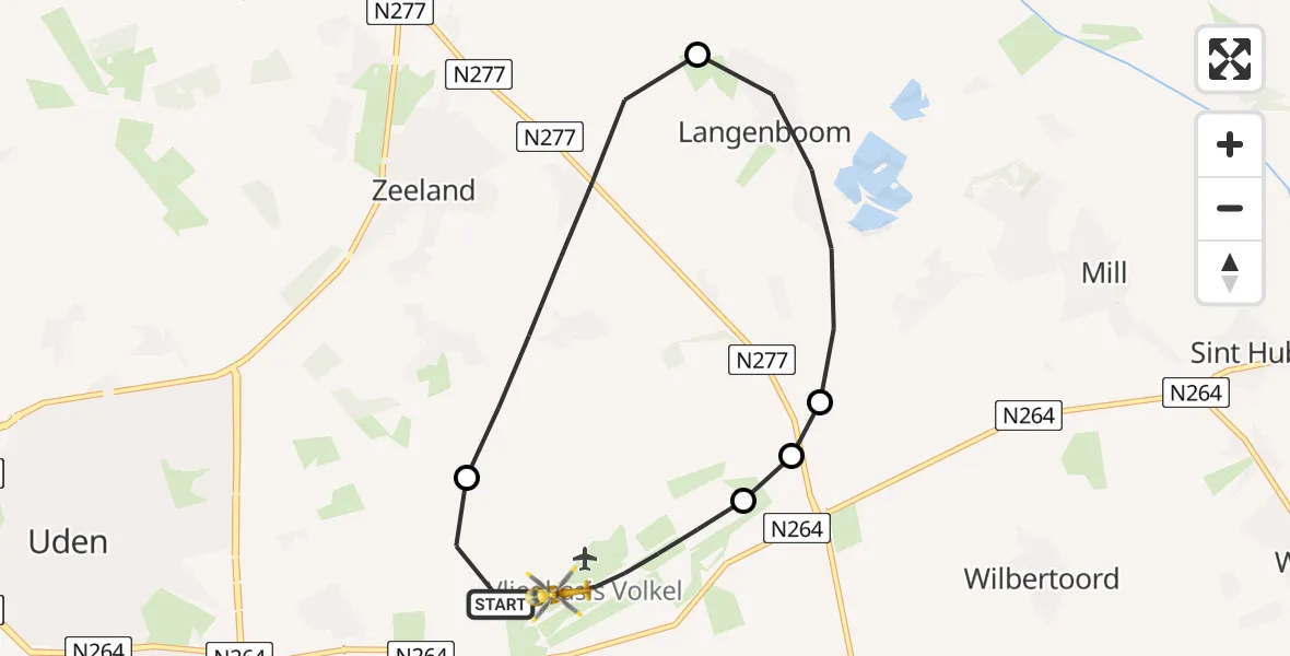 Vluchtroute Traumahelikopter Vliegbasis Volkel - Vliegbasis Volkel, 30 juli 2026, 12:45