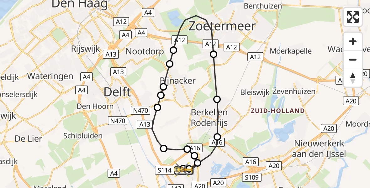 Vluchtroute Traumahelikopter Rotterdam The Hague Airport - Rotterdam The Hague Airport, 30 juli 2026, 14:47