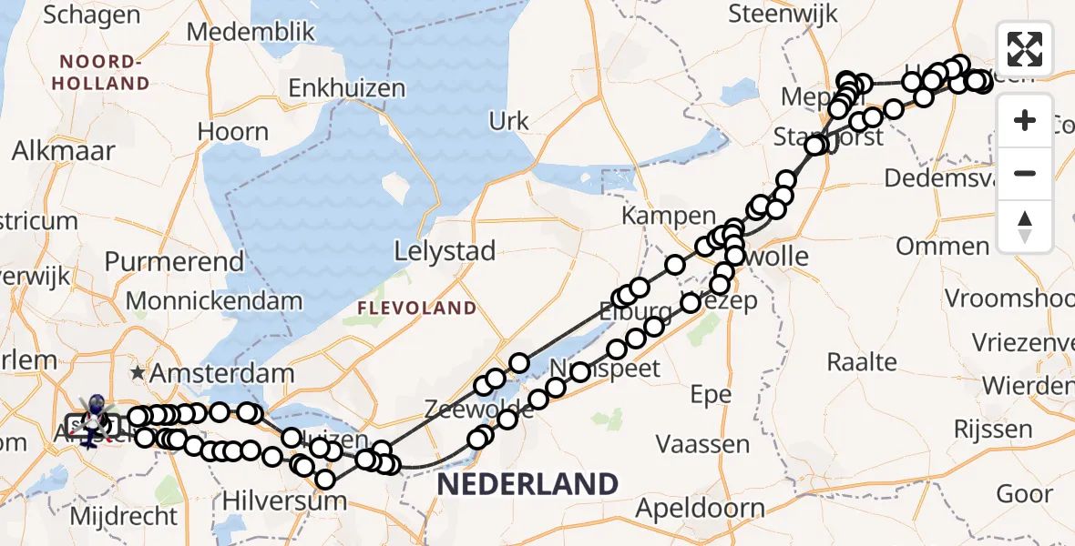 Vluchtroute Politiehelikopter Amsterdam Vliegveld Schiphol - Amsterdam Vliegveld Schiphol, 30 juli 2026, 16:40