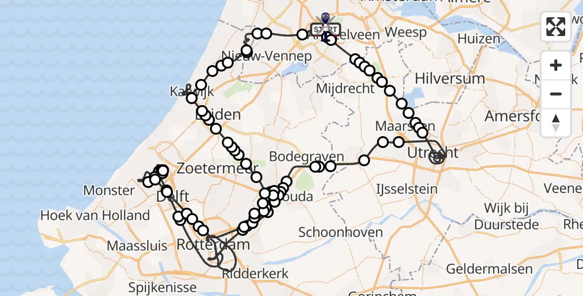 Vluchtroute Politiehelikopter Amsterdam Vliegveld Schiphol - Amsterdam Vliegveld Schiphol, 30 juli 2026, 17:43