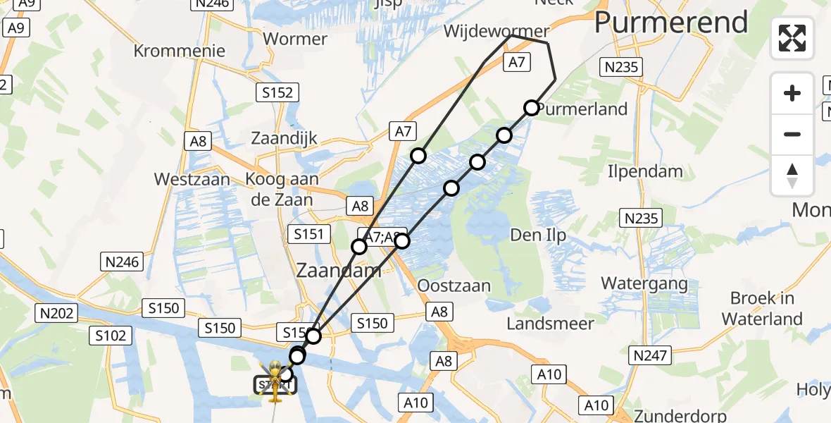 Vluchtroute Traumahelikopter Amsterdam Heliport - Amsterdam Heliport, 31 juli 2026, 00:02