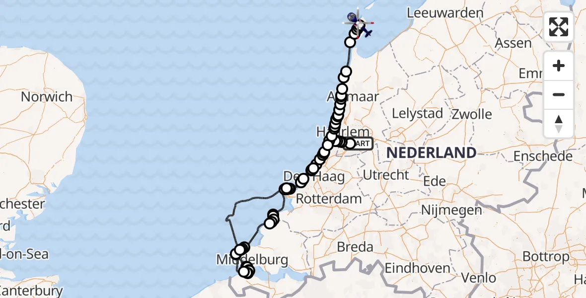 Vluchtroute Politiehelikopter Amsterdam Vliegveld Schiphol - Texel International Airport, 31 juli 2026, 06:23