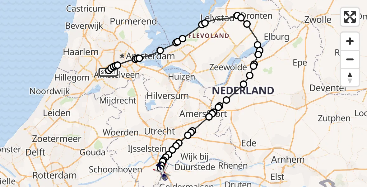 Vluchtroute Politiehelikopter Amsterdam Vliegveld Schiphol - Zijderveld, 31 juli 2026, 08:13
