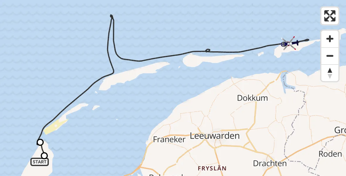 Vluchtroute Politiehelikopter Texel International Airport - Noordzee, 31 juli 2026, 09:57
