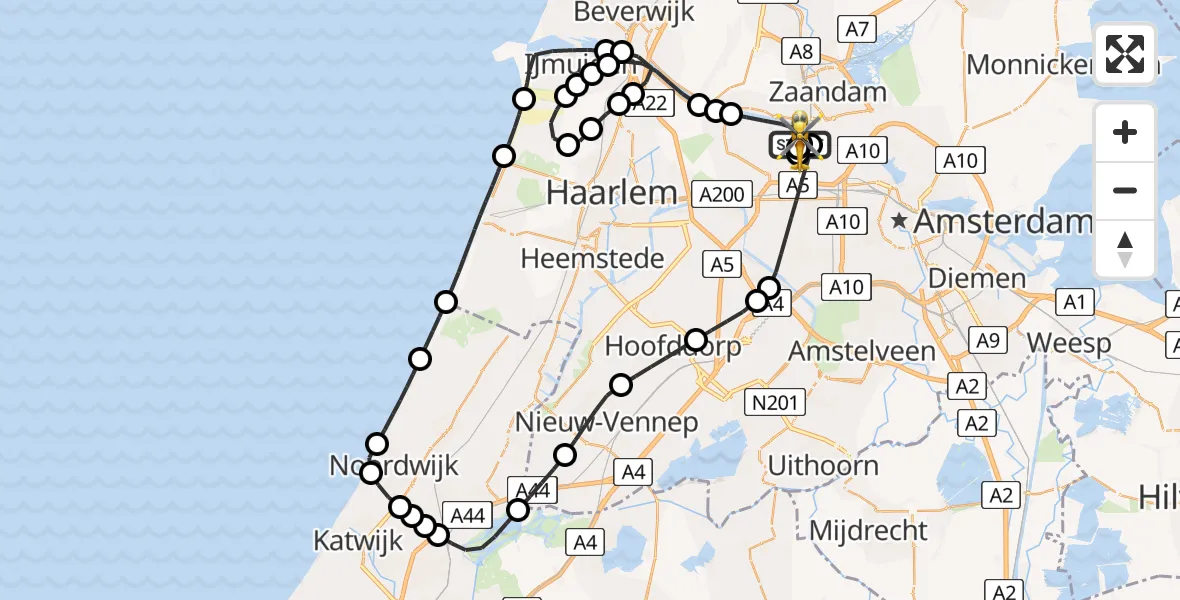 Vluchtroute Traumahelikopter Amsterdam Heliport - Amsterdam Heliport, 31 juli 2026, 11:34