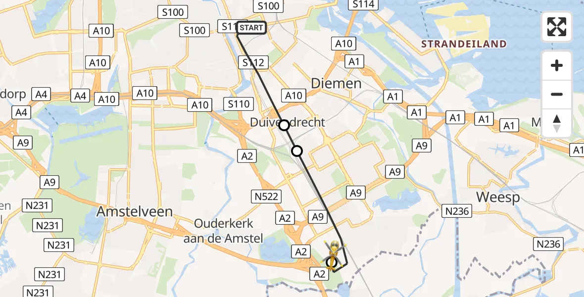 Vluchtroute Traumahelikopter Amsterdam - Amsterdam UMC Helipad, 31 juli 2026, 14:09