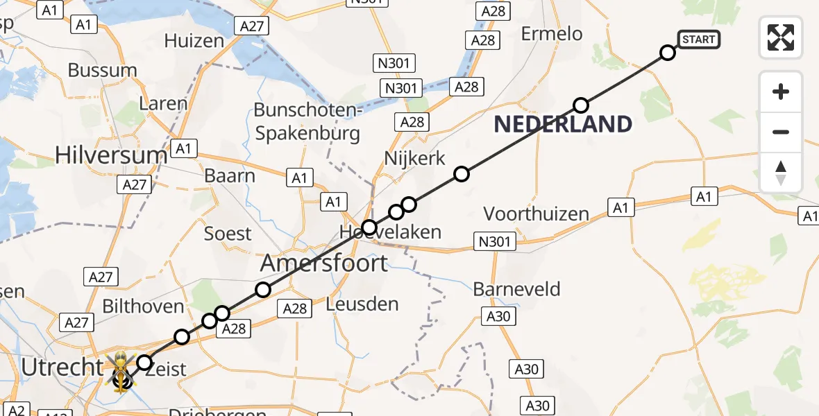 Vluchtroute Traumahelikopter Elspeet - Universitair Medisch Centrum Utrecht, 31 juli 2026, 17:30