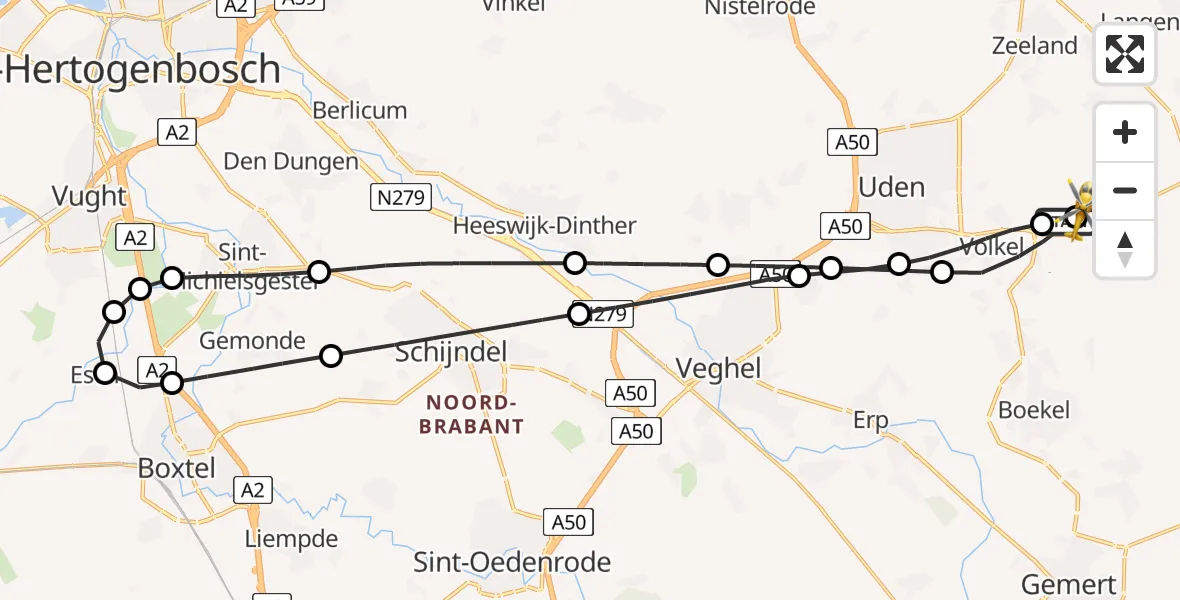 Vluchtroute Traumahelikopter Vliegbasis Volkel - Vliegbasis Volkel, 31 juli 2026, 18:18