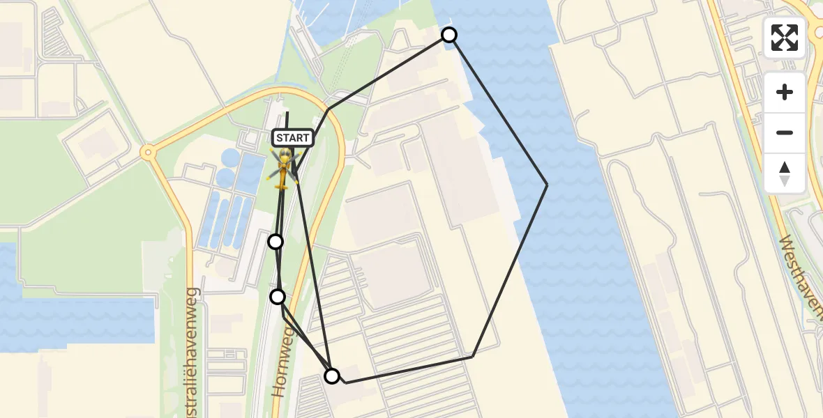 Vluchtroute Traumahelikopter Amsterdam Heliport - Amsterdam Heliport, 31 juli 2026, 22:54