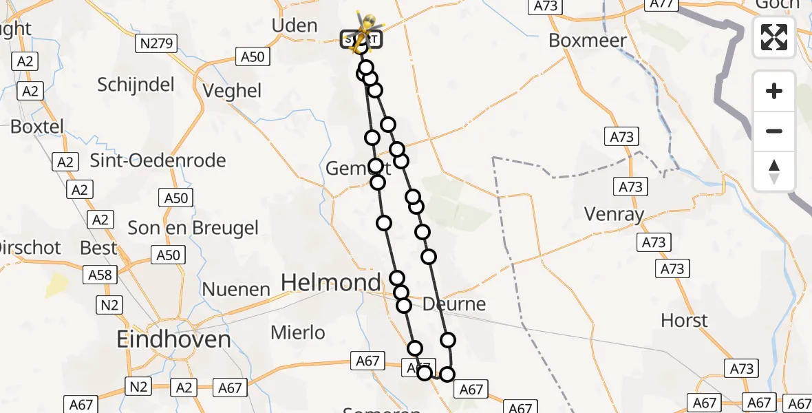 Vluchtroute Traumahelikopter Vliegbasis Volkel - Vliegbasis Volkel, 01 augustus 2026, 00:23
