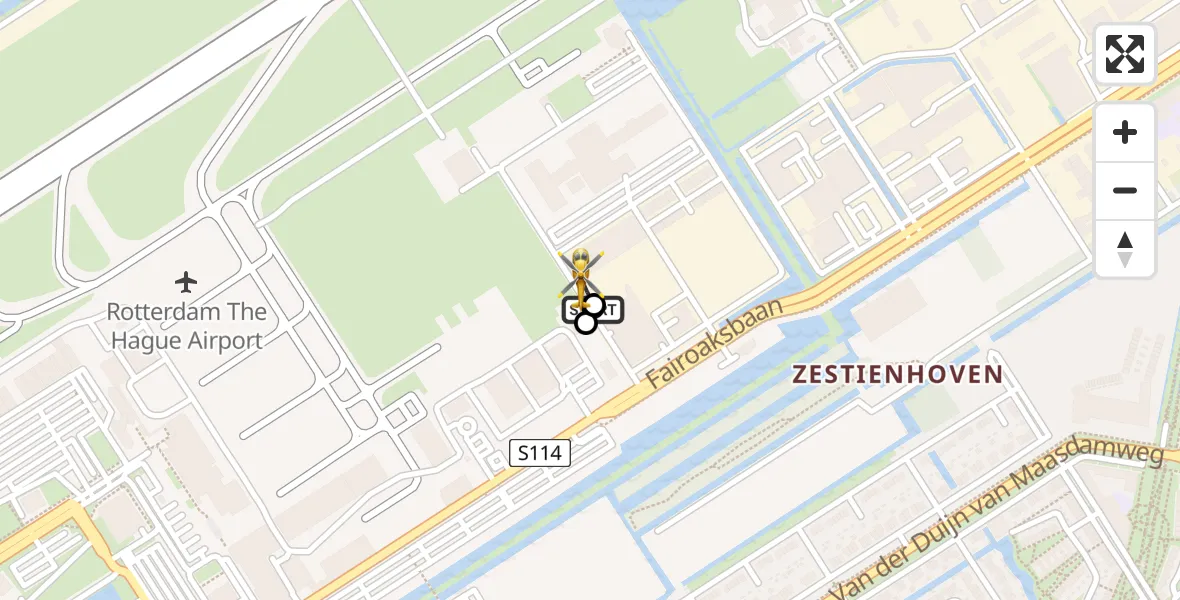 Vluchtroute Traumahelikopter Rotterdam The Hague Airport - Rotterdam, 01 augustus 2026, 05:21