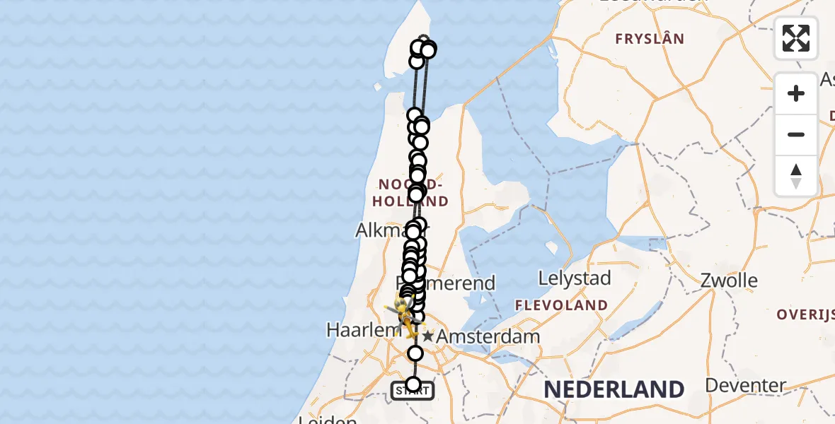 Vluchtroute Traumahelikopter Uithoorn - Amsterdam Heliport, 01 augustus 2026, 07:55
