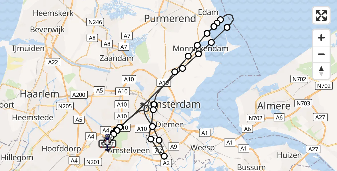 Vluchtroute Politiehelikopter Amsterdam Vliegveld Schiphol - Amsterdam Vliegveld Schiphol, 01 augustus 2026, 11:27