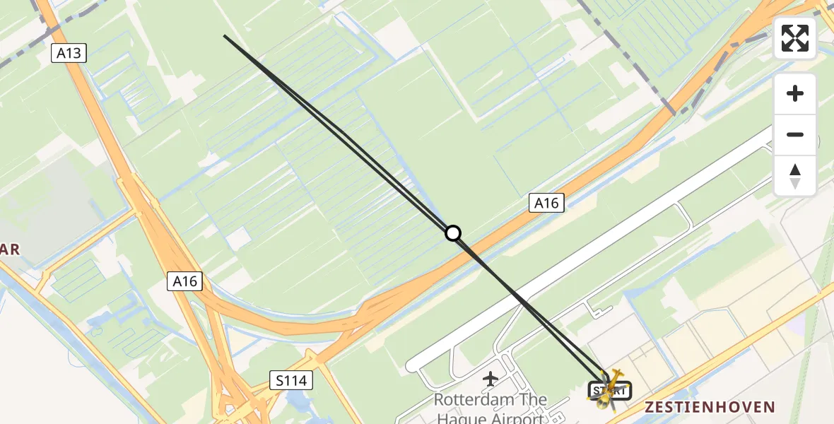 Vluchtroute Traumahelikopter Rotterdam The Hague Airport - Rotterdam The Hague Airport, 01 augustus 2026, 13:22