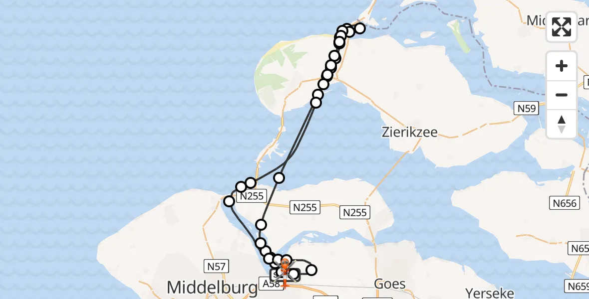 Vluchtroute Kustwachthelikopter Vliegveld Midden-Zeeland - Vliegveld Midden-Zeeland, 01 augustus 2026, 15:54