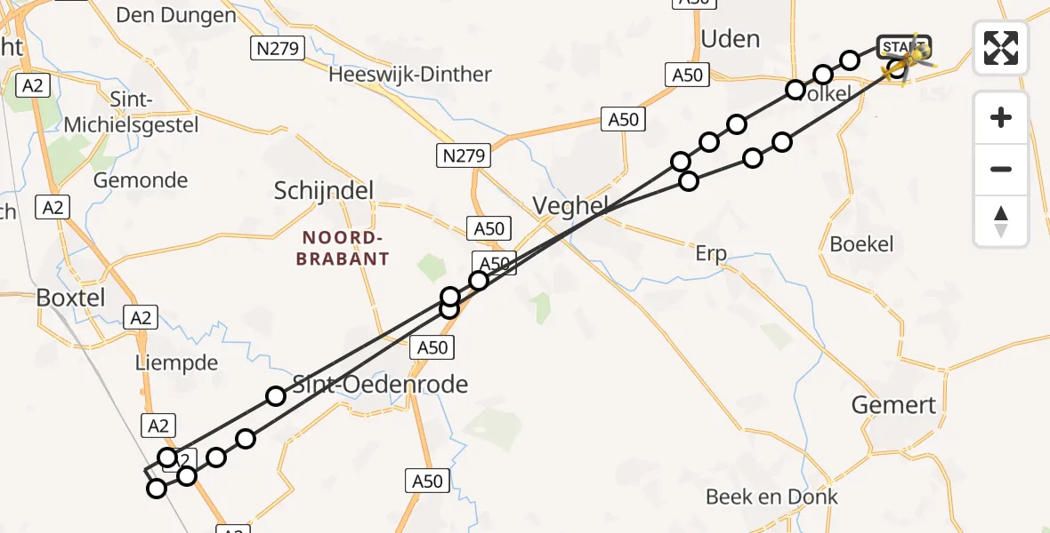 Vluchtroute Traumahelikopter Vliegbasis Volkel - Vliegbasis Volkel, 01 augustus 2026, 16:00