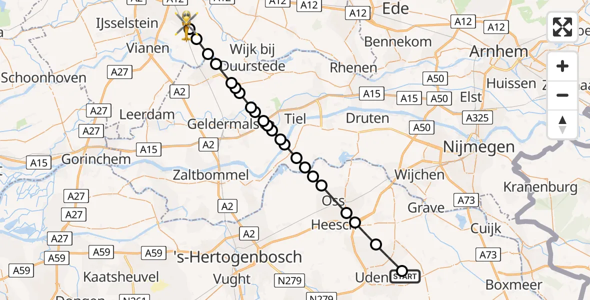 Vluchtroute Traumahelikopter Vliegbasis Volkel - Houten, 01 augustus 2026, 17:56