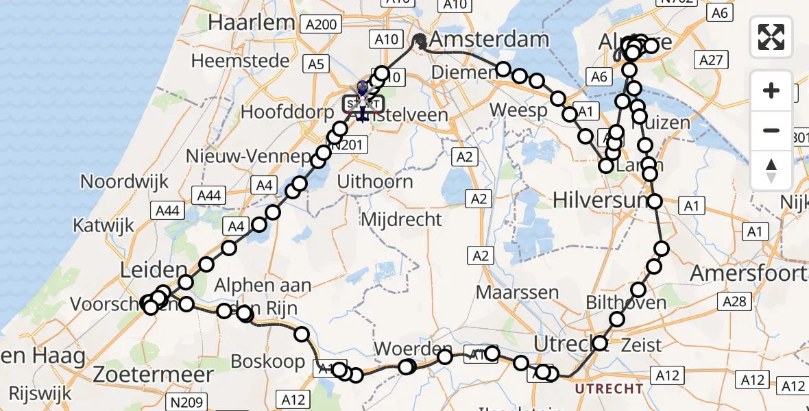 Vluchtroute Politiehelikopter Amsterdam Vliegveld Schiphol - Amsterdam Vliegveld Schiphol, 01 augustus 2026, 18:26