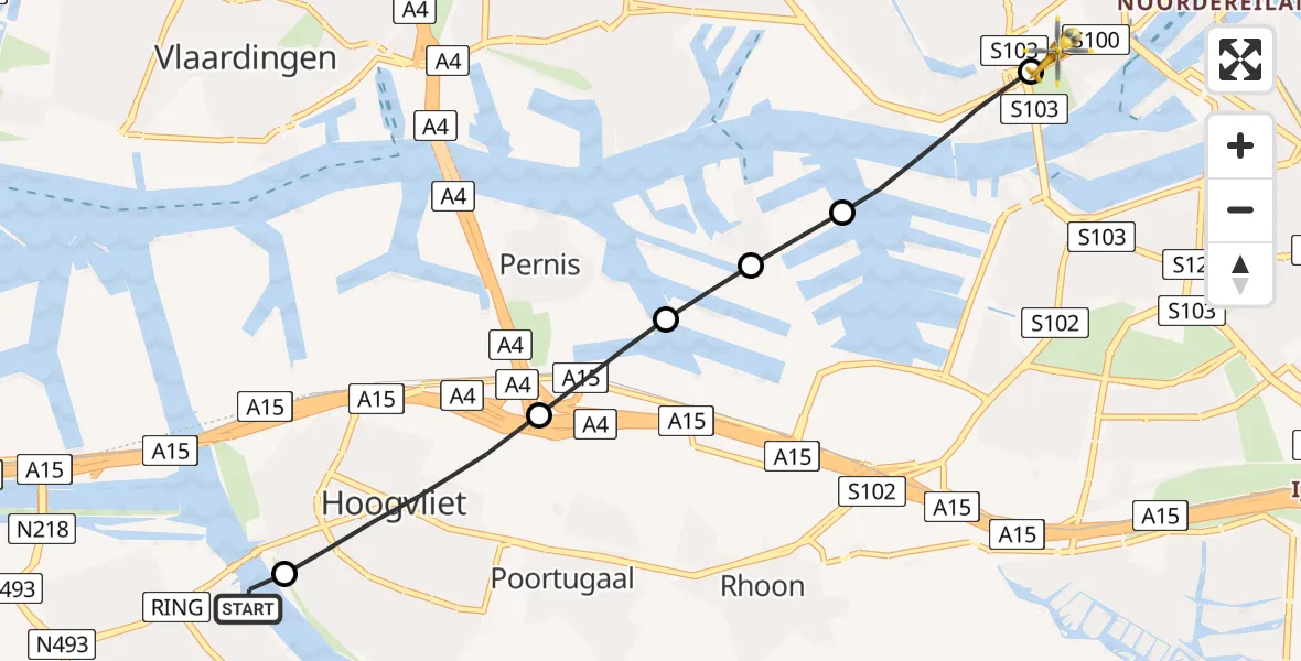 Vluchtroute Traumahelikopter Spijkenisse - Erasmus MC, 01 augustus 2026, 20:20