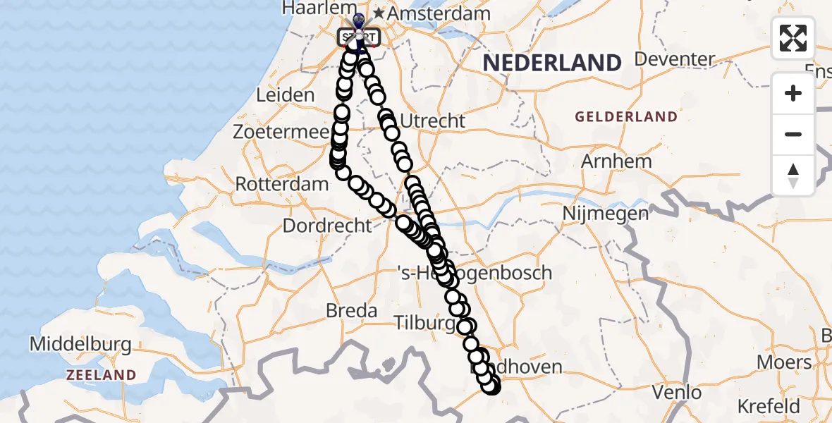 Vluchtroute Politiehelikopter Amsterdam Vliegveld Schiphol - Amsterdam Vliegveld Schiphol, 01 augustus 2026, 22:06