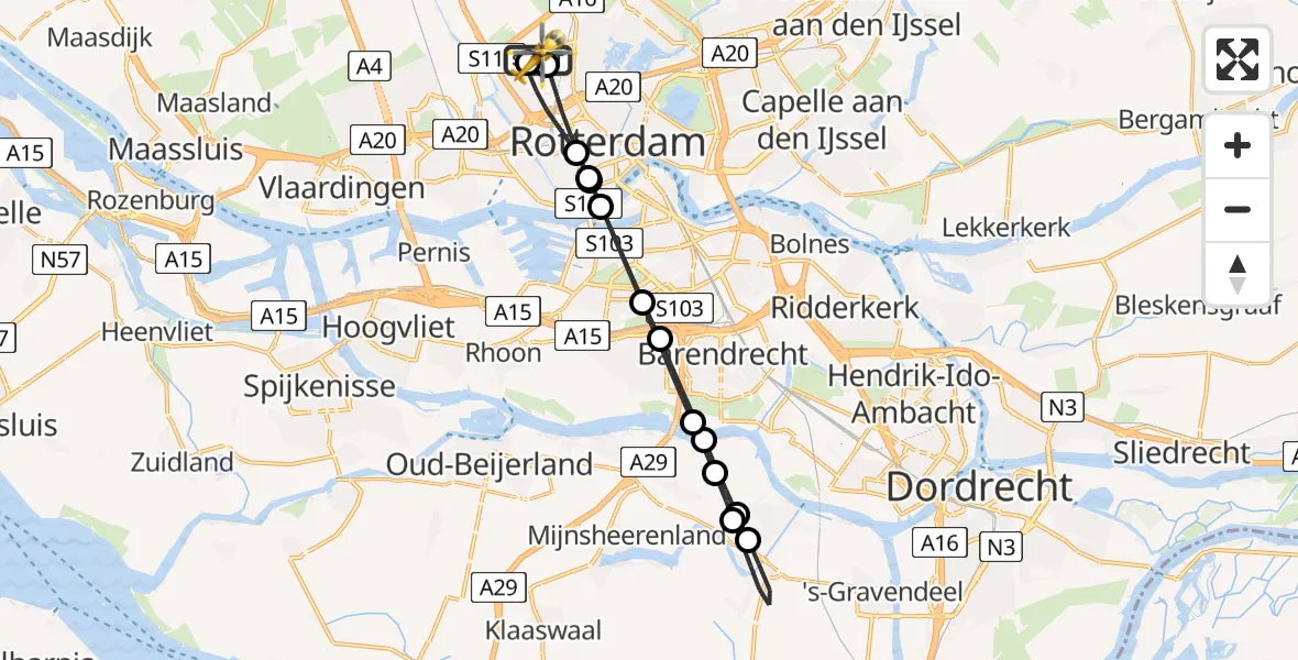 Vluchtroute Traumahelikopter Rotterdam The Hague Airport - Rotterdam The Hague Airport, 02 augustus 2026, 09:05