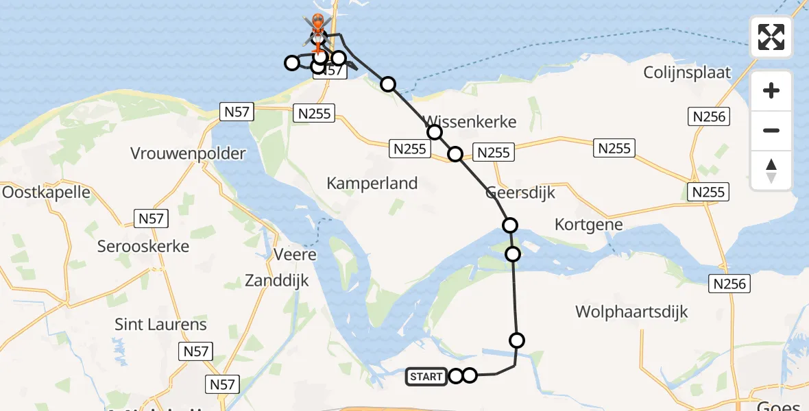 Vluchtroute Kustwachthelikopter Vliegveld Midden-Zeeland - Vrouwenpolder, 02 augustus 2026, 09:29