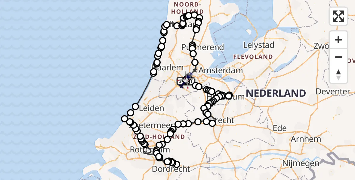 Vluchtroute Politiehelikopter Amsterdam Vliegveld Schiphol - Amsterdam Vliegveld Schiphol, 02 augustus 2026, 09:50