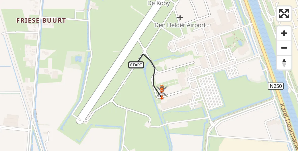 Vluchtroute Kustwachthelikopter Militair vliegveld De Kooy / Den Helder Airport - Militair vliegveld De Kooy / Den Helder Airport, 02 augustus 2026, 13:00