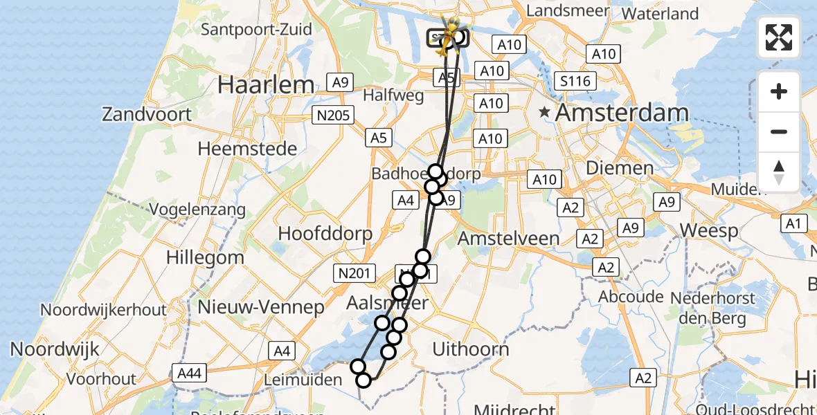 Vluchtroute Traumahelikopter Amsterdam Heliport - Amsterdam Heliport, 02 augustus 2026, 15:41