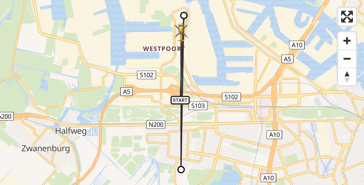 Vluchtroute Traumahelikopter Amsterdam - Amsterdam, 02 augustus 2026, 15:57