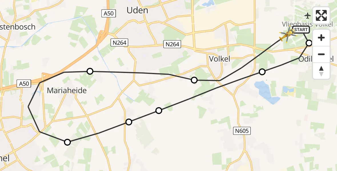 Vluchtroute Traumahelikopter Vliegbasis Volkel - Vliegbasis Volkel, 02 augustus 2026, 17:05